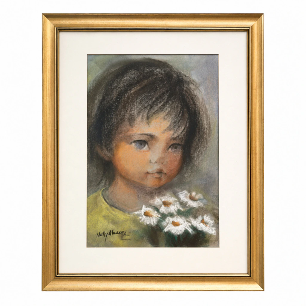 Niña con flores - Nelly Álvarez