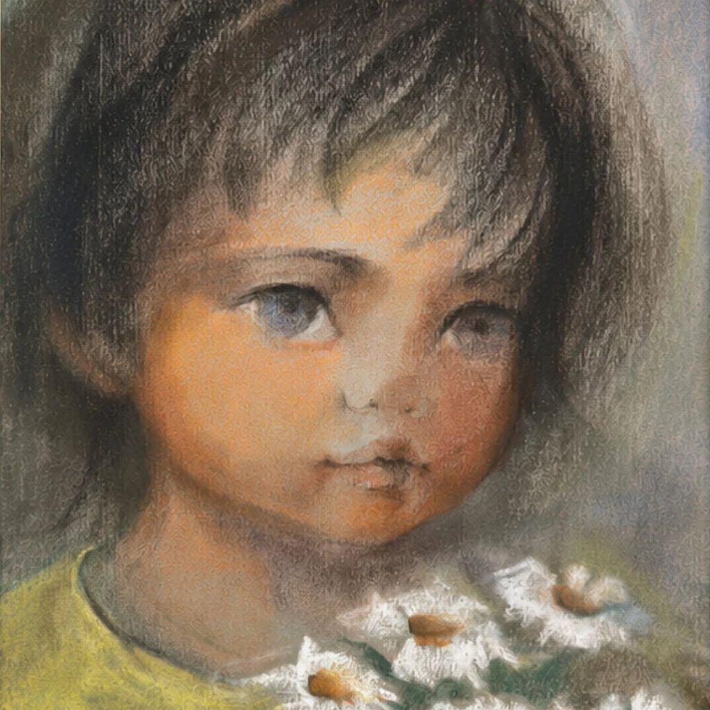 Niña con flores - Nelly Álvarez