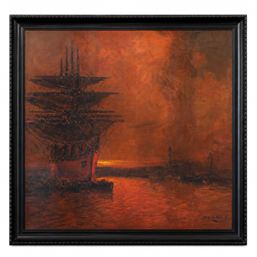 Crepusculo / Fragata en un Puerto - Stephen Robert Koekkoek