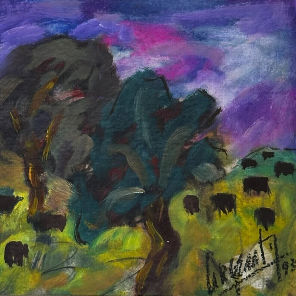 Sin título (Paisaje con ganado) - Osvaldo Argento