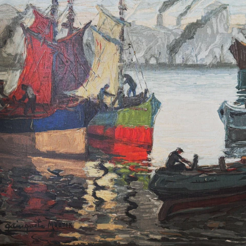 Velas al atardecer - Benito Quinquela Martín